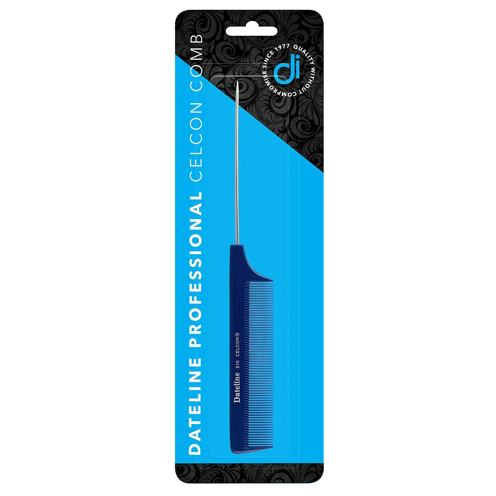 Dateline Professional Blue Celcon Tail Comb 8 510 - Stainless Steel Pin - Image 2
