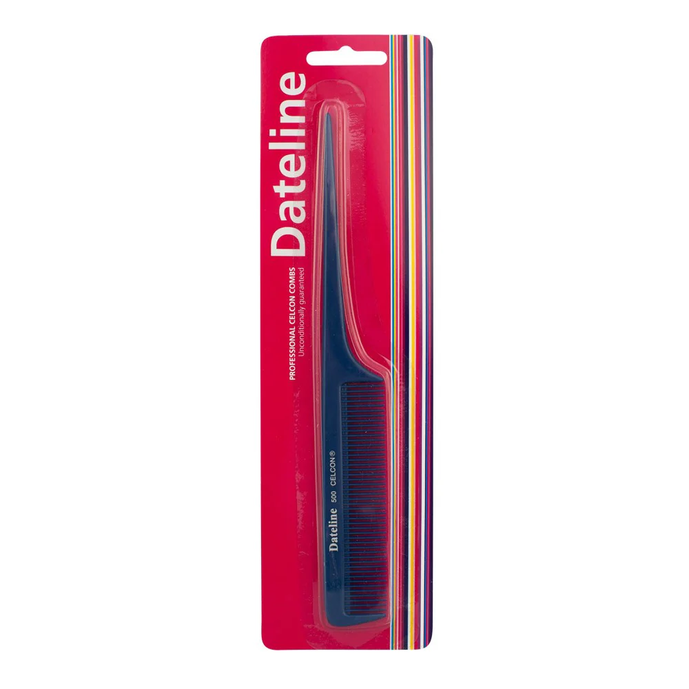 Dateline Professional Blue Celcon Tail Comb With Fine Teeth 8 500 - Plastic Pin - Image 2