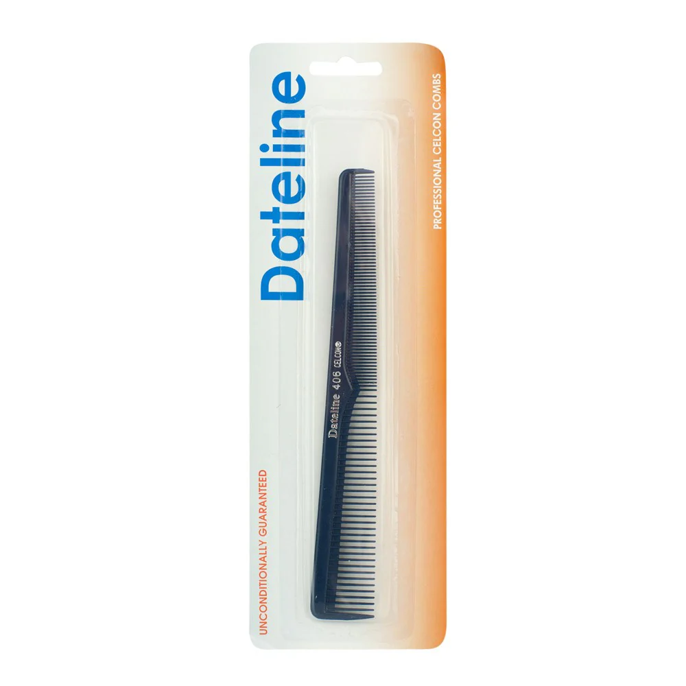 Dateline Professional Blue Celcon Tapered Barber Comb 406 - Image 2