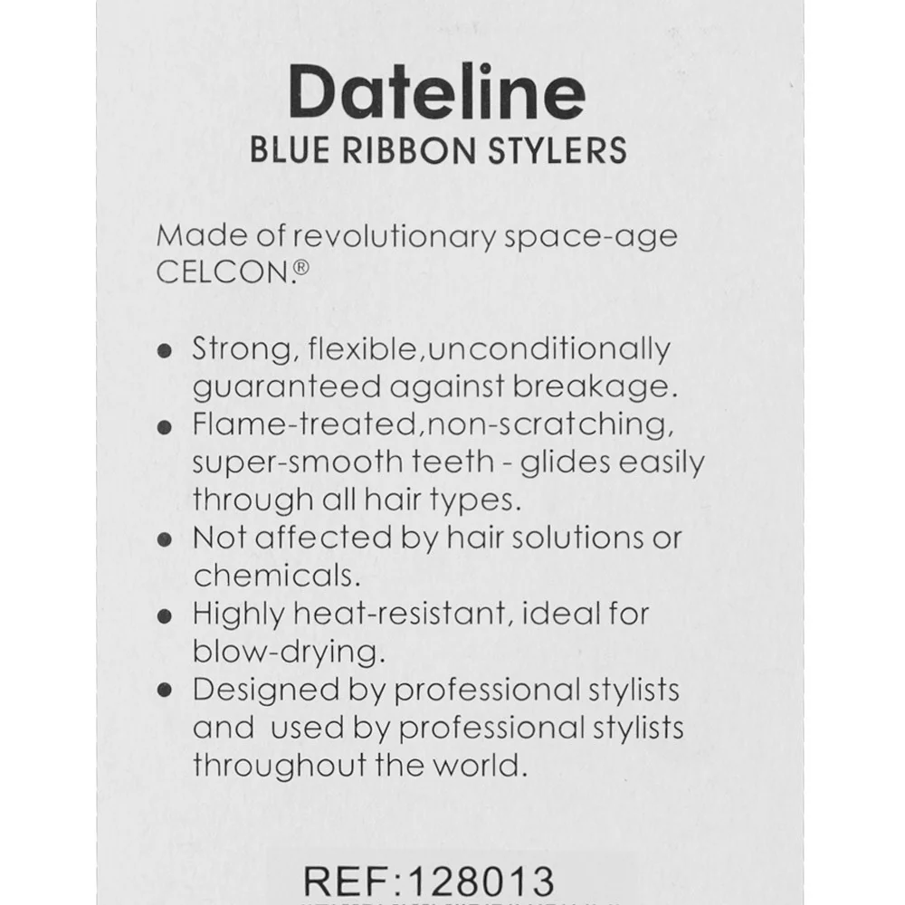Dateline Professional Blue Celcon Tapered Barber Comb 406 - Image 3