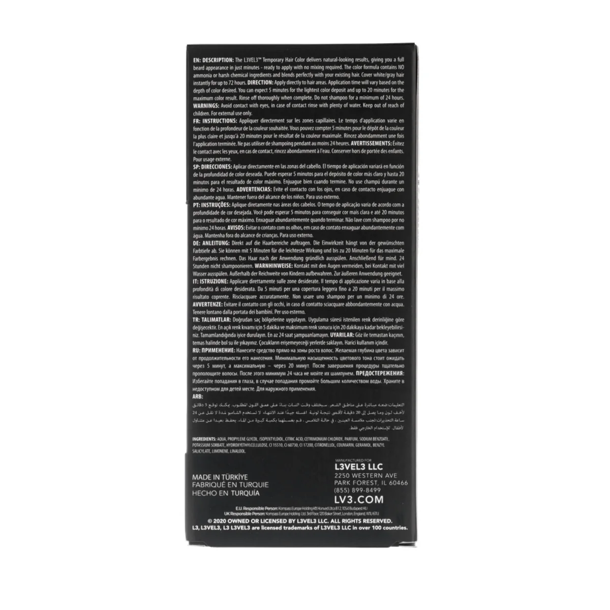 L3VEL3 Temporary Beard Colour Black - 125ml - Image 4