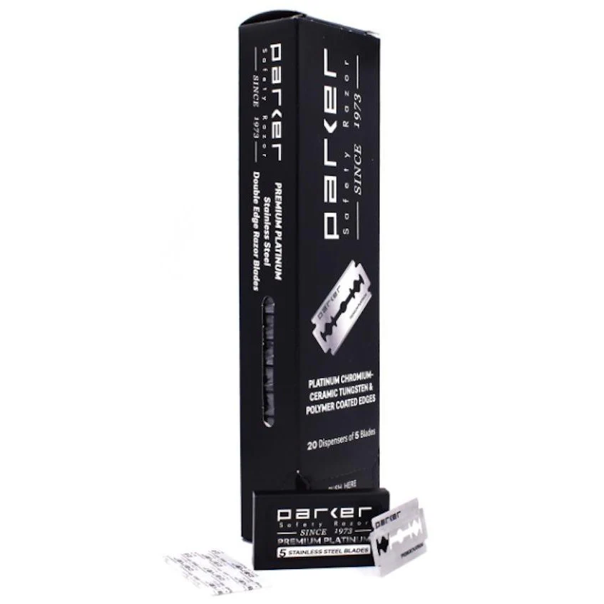 Parker Premium Platinum Double Edge Safety Razor Blades - 100 Blade Pack