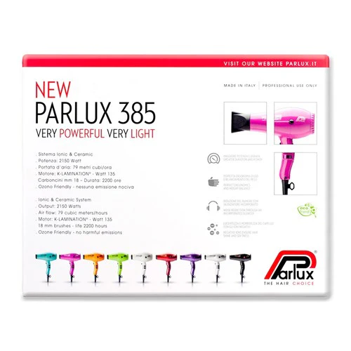 Parlux 385 Powerlight Ceramic And Ionic Dryer 2150w - Silver - Image 3