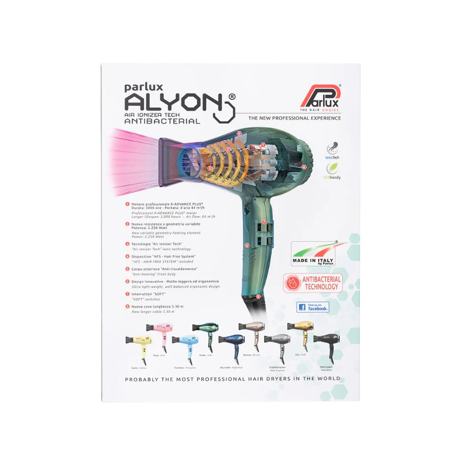 Parlux Alyon Air Ionizer Tech Hair Dryer 2250w - Jade - Image 3