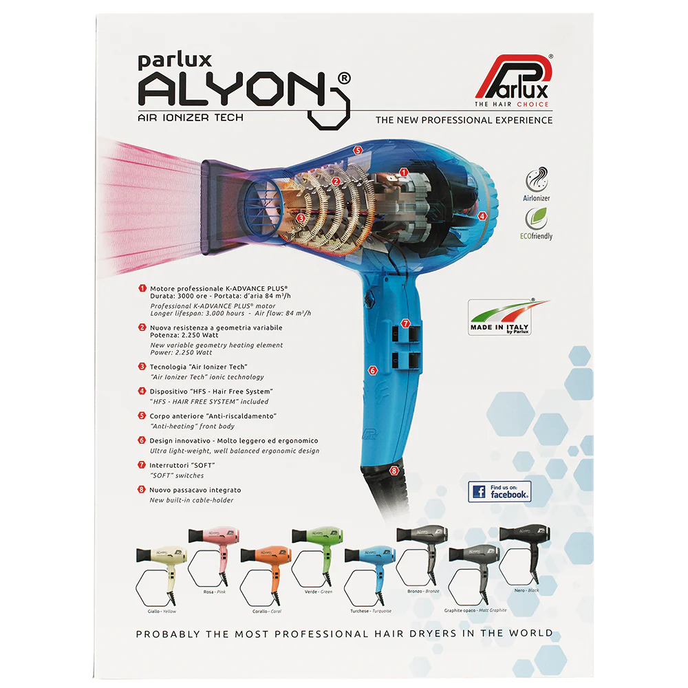 Parlux Alyon Air Ionizer Tech Hair Dryer 2250w - Yellow - Image 4