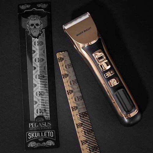 Pegasus Skulleto No 303 Gold Barber Tapered Comb - Image 3