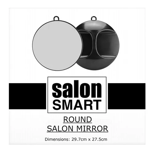 Salon Smart Black Round Mirror With Wall Bracket And Handle - Large - Image 2