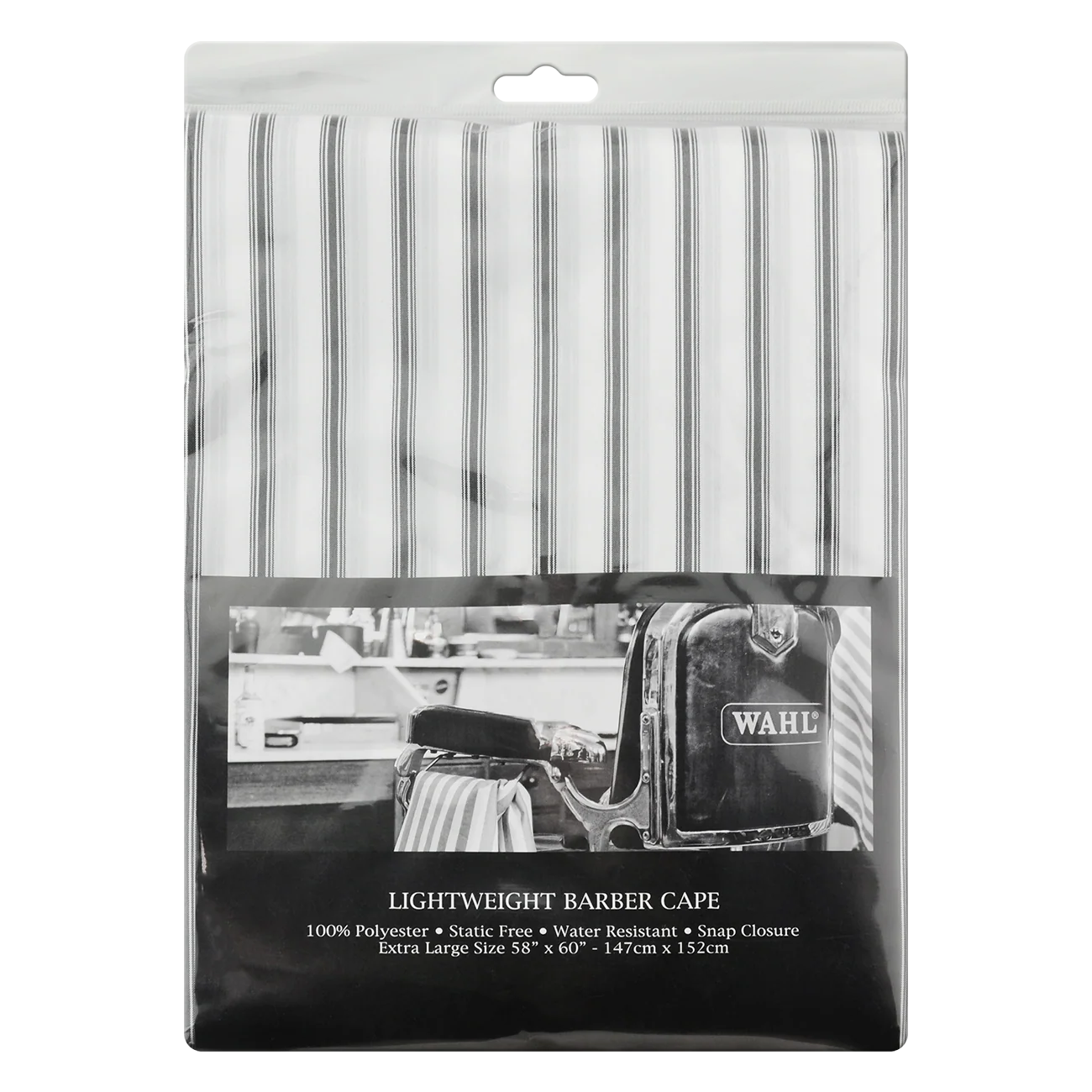 Wahl Pin Stripe Barbers Cape-white